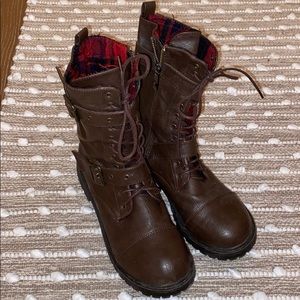 Women’s brown combat boots